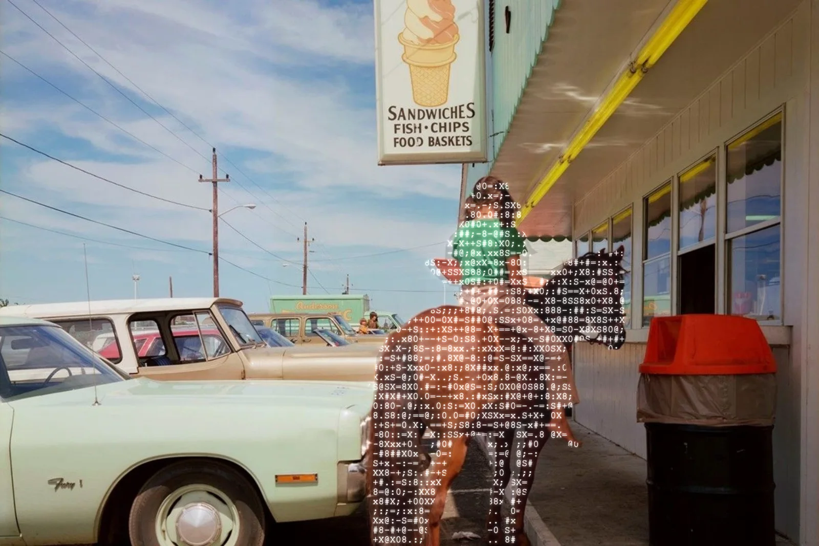 A horse rider pausing beside a roadside stand