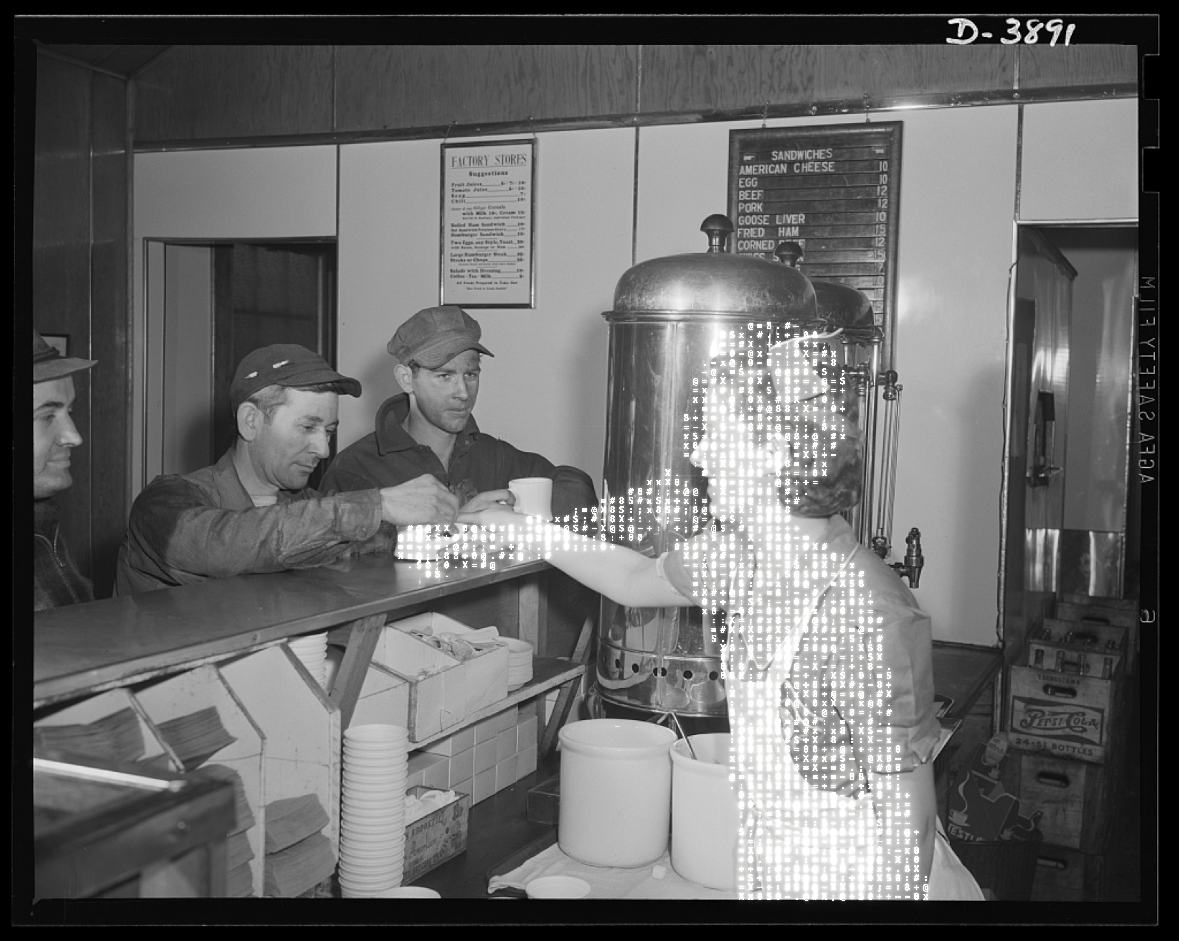 Hot coffee for steel workers at a company restaurant, Youngstown, Ohio, 1941