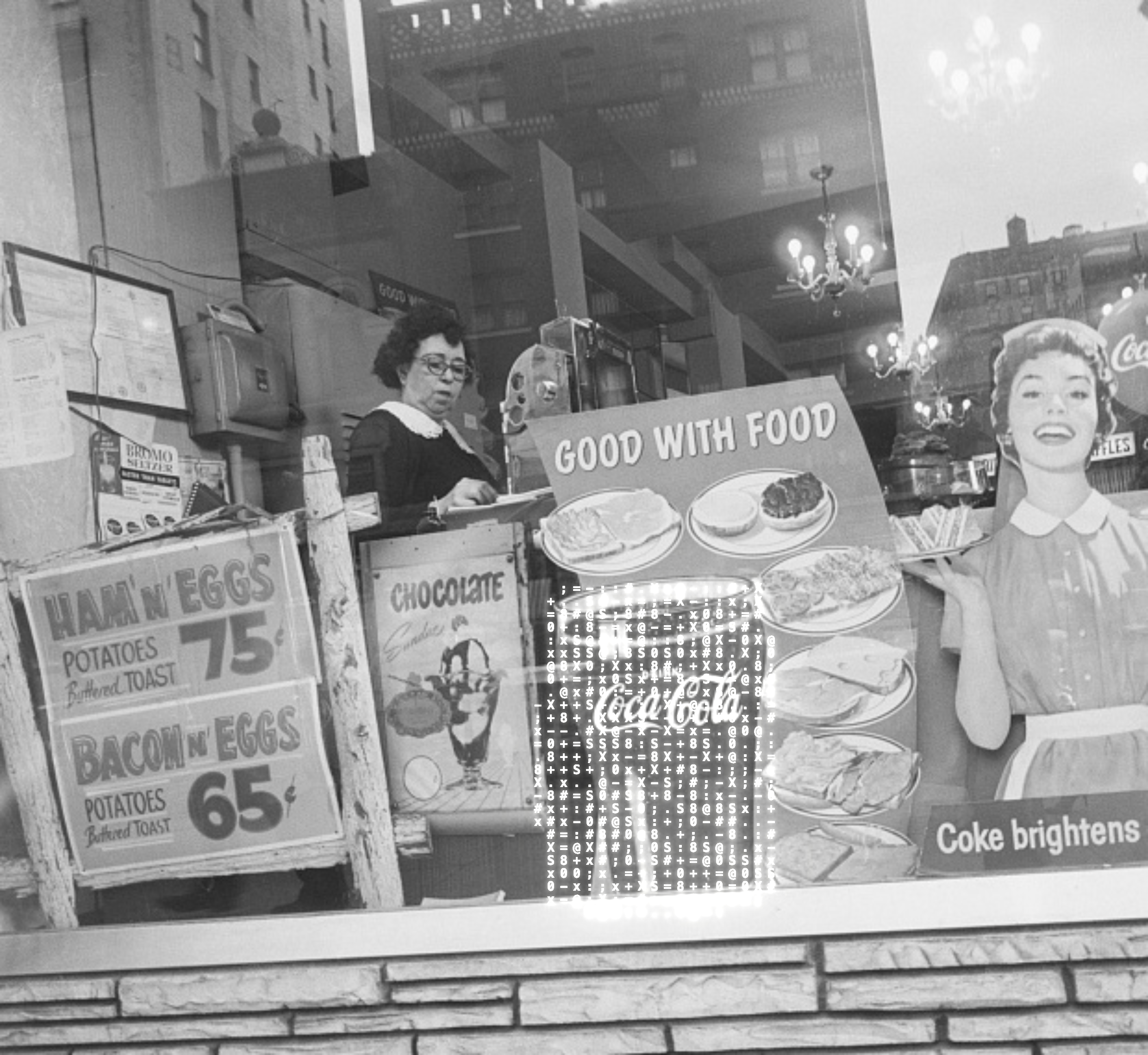 A diner cashier at work, New York, February 1959